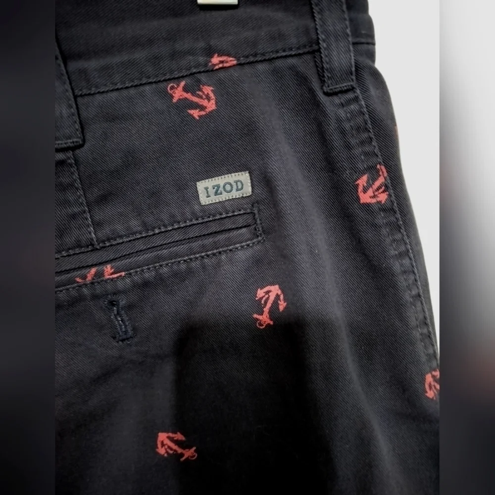 M276) IZOD Saltwater Beach Town Navy Blue Anchor print Shorts Size 36